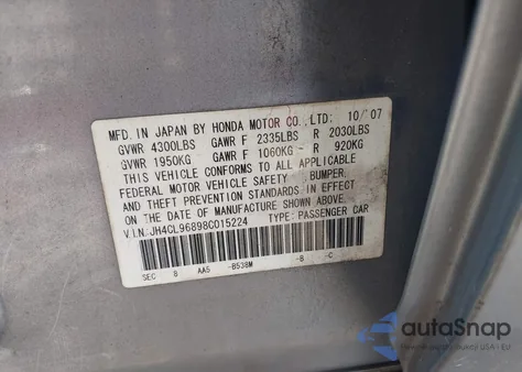 2008 Acura Tsx z USA, uszkodzony, nr VIN JH4CL96898C015224